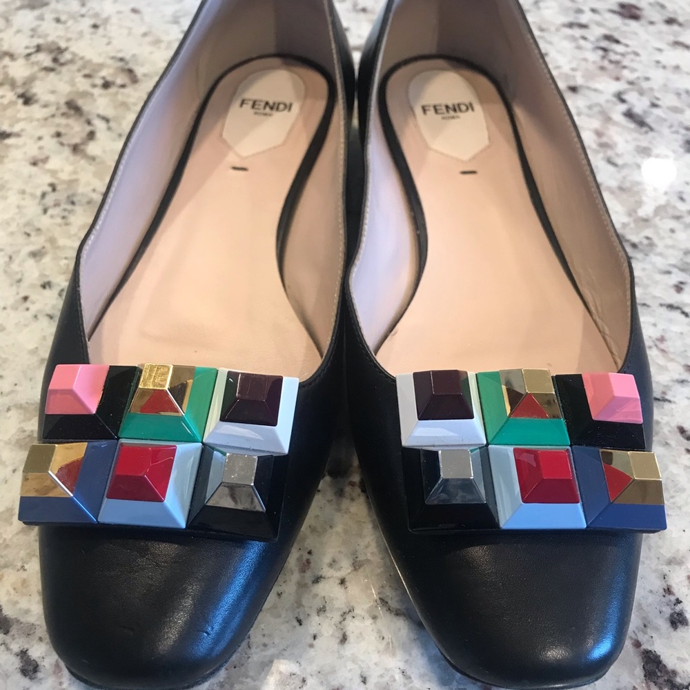 Fendi Roma Rainbow Studded Flat